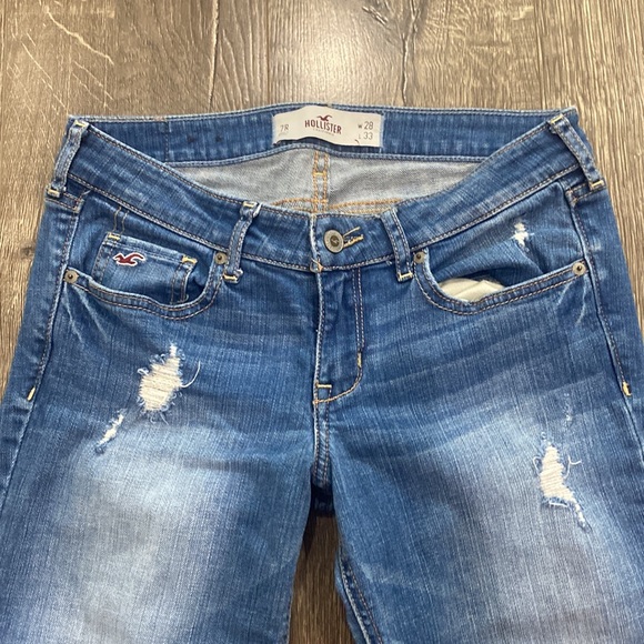 Hollister jeans blue. Distressed. Size 28, 33 length. - Picture 2 of 4